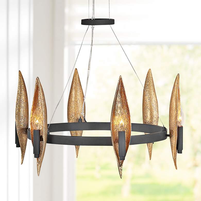 Image 1 Hinkley Willow 24" Wide Carbon Black 6-Light Ring Chandelier