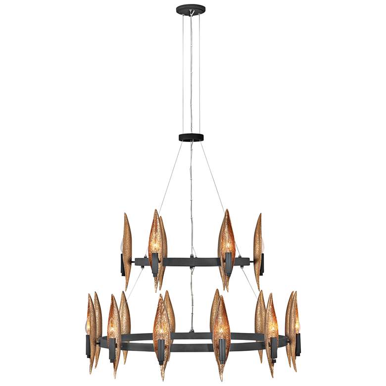 Image 2 Hinkley Willow 36 inchW Carbon Black 18-Light Ring Chandelier