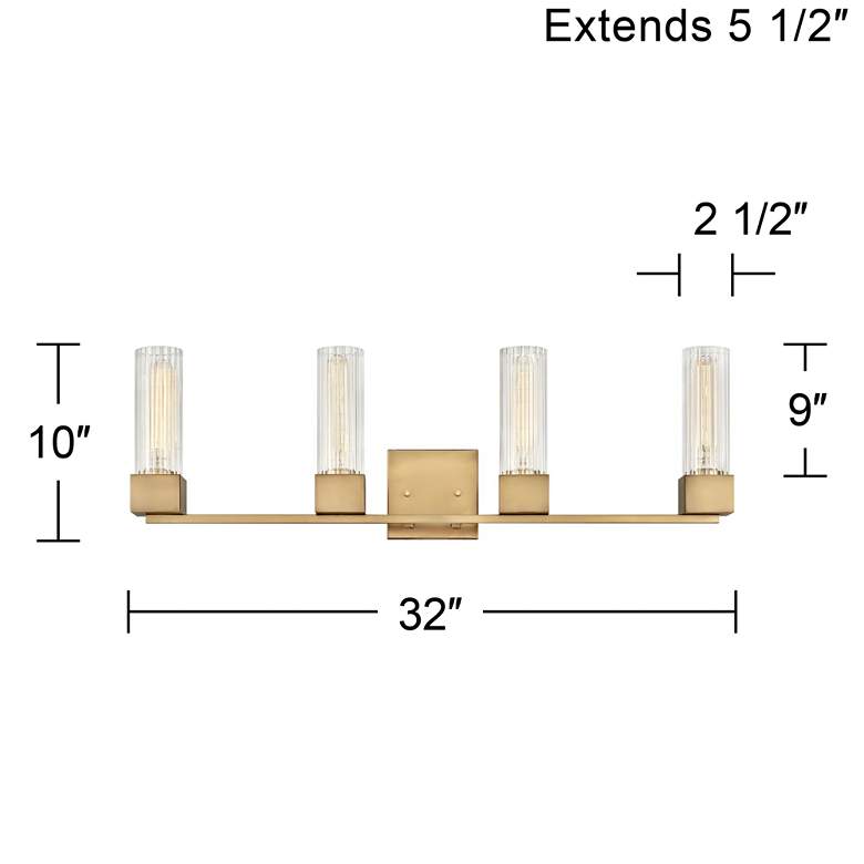 Image 3 Hinkley Xander 32 inch Wide Heritage Brass 4-Light Bath Light more views