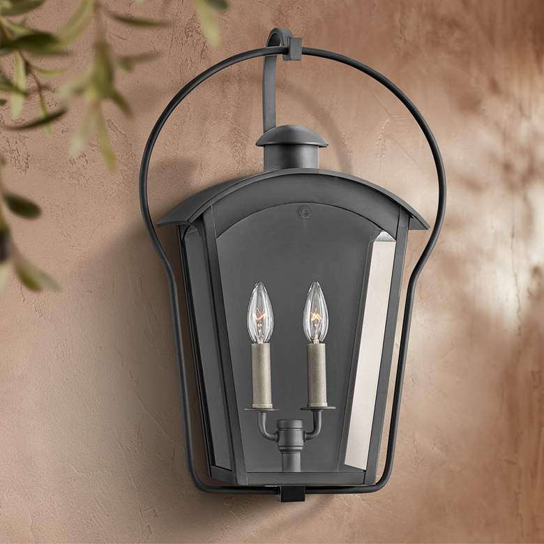 Image 1 Hinkley Yale 22 inch High Black 2-Light Outdoor Wall Light