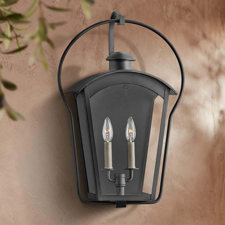 Image 1 Hinkley Yale 22 inch High Black 2-Light Outdoor Wall Light