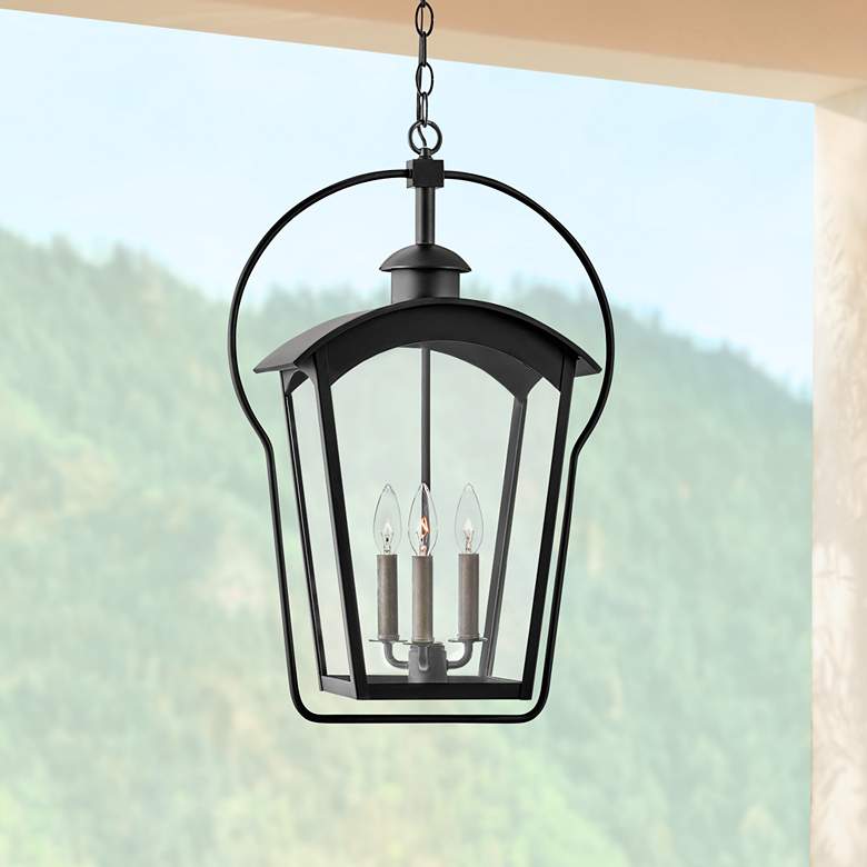 Image 1 Hinkley Yale 25 3/4 inch High Rustic Black 3-Light Outdoor Hanging Light