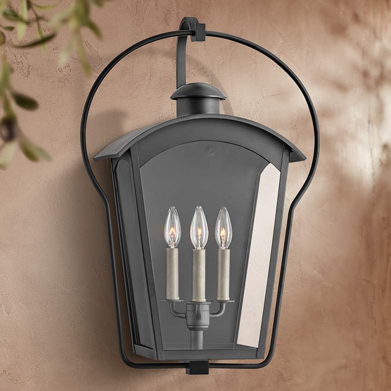 Image 1 Hinkley Yale 25 inch High Black 3-Light Outdoor Wall Light
