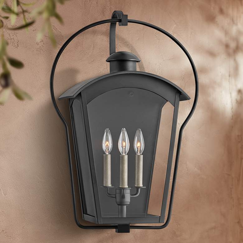 Image 1 Hinkley Yale 25" High Black 3-Light Outdoor Wall Light