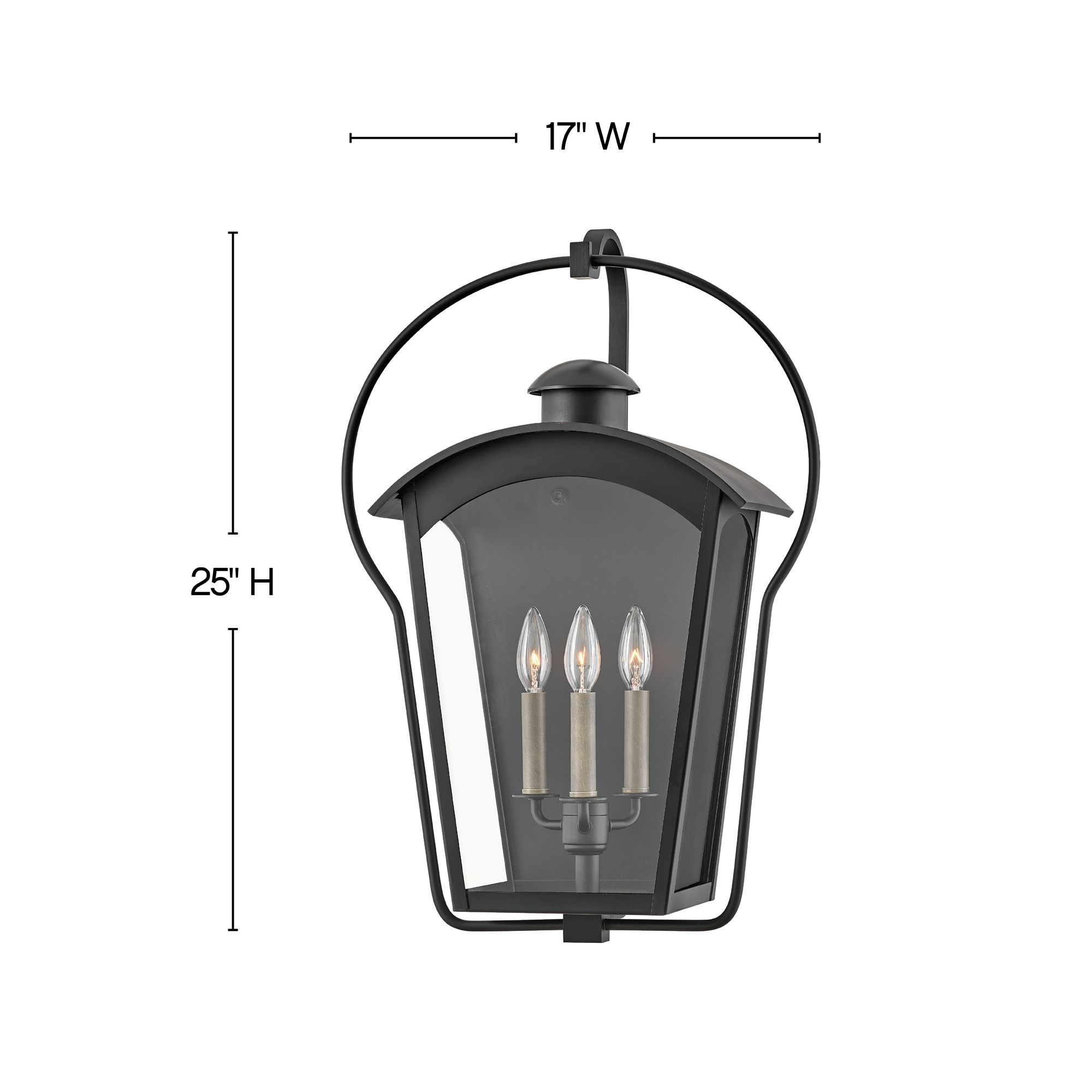 Hinkley Yale 25" High Black 3-Light Outdoor Wall Light