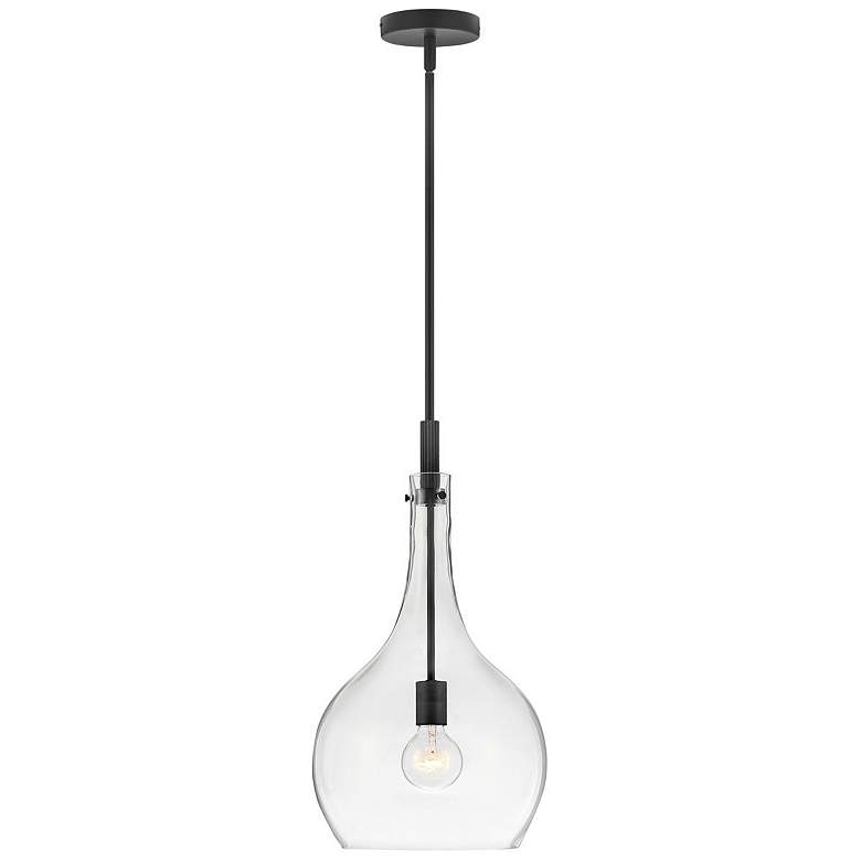 Image 1 Hinkley Ziggy 12" Wide Black with Clear Glass Mini Pendant