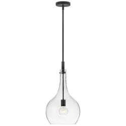 Hinkley Ziggy 12" Wide Black with Clear Glass Mini Pendant