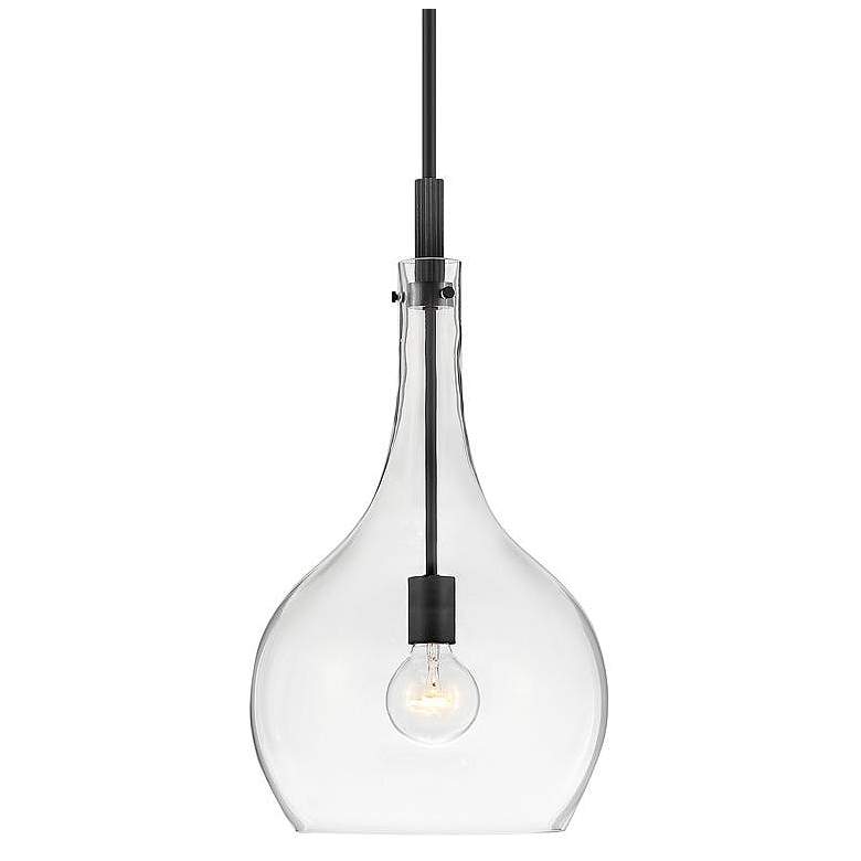 Image 2 Hinkley Ziggy 12" Wide Black with Clear Glass Mini Pendant more views