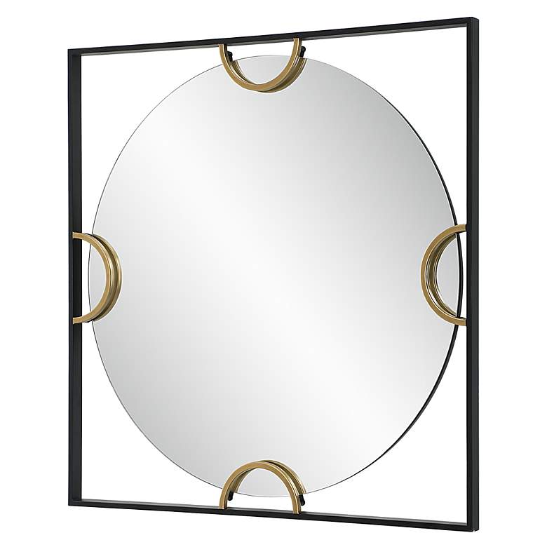 Image 5 Hinson Satin Black and Gold 39" Square Oversized Wall Mirror more views
