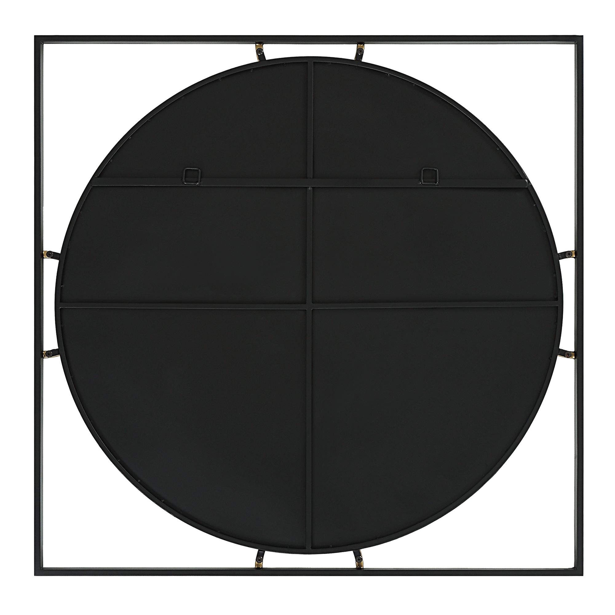 Hinson Satin Black and Gold 39" Square Oversized Wall Mirror in scene