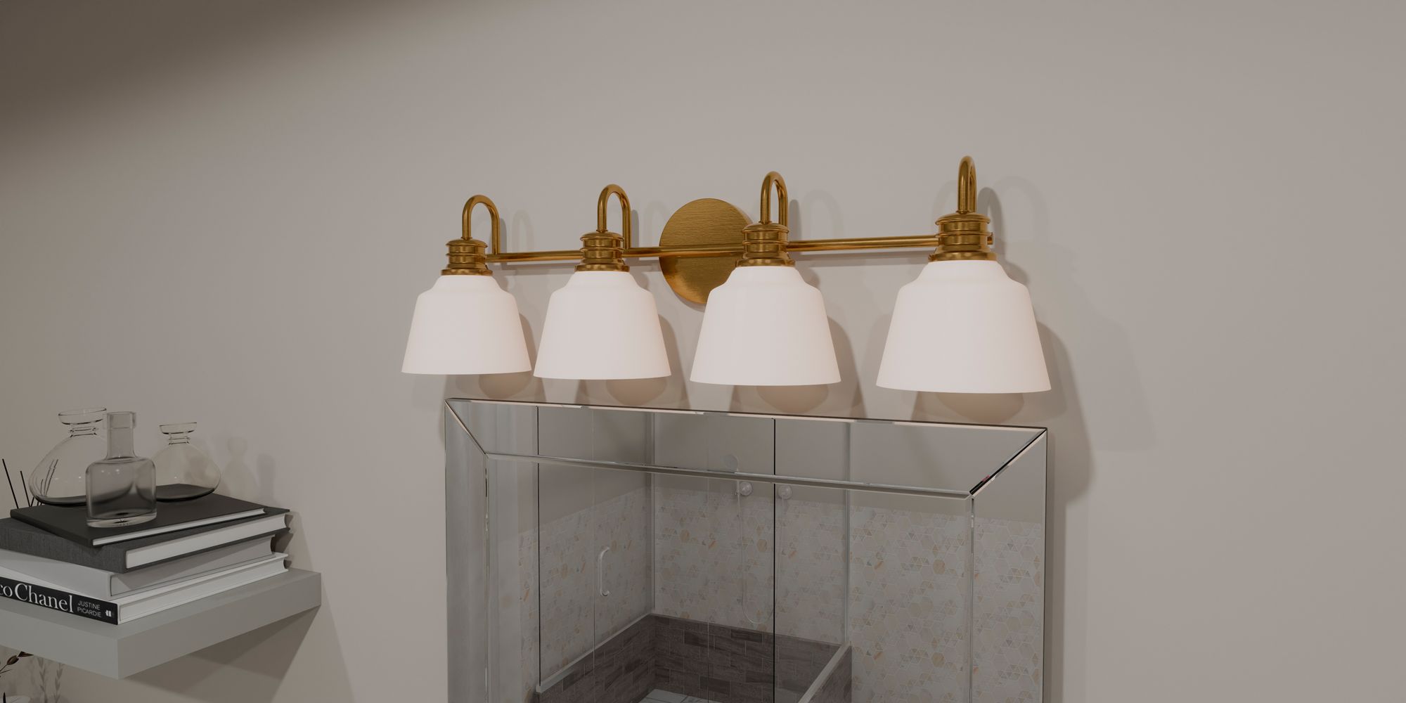 Hinton 4-Light Aged Brass Bath Light