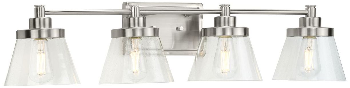 Hinton Collection Four-Light Clear Seeded Glass Farmhouse Bath Vanity Light