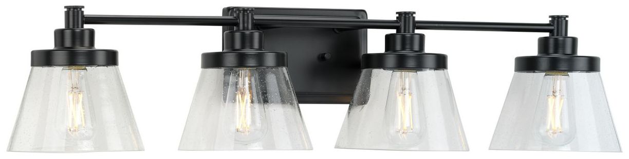 Hinton Collection Four-Light Clear Seeded Glass Farmhouse Bath Vanity Light