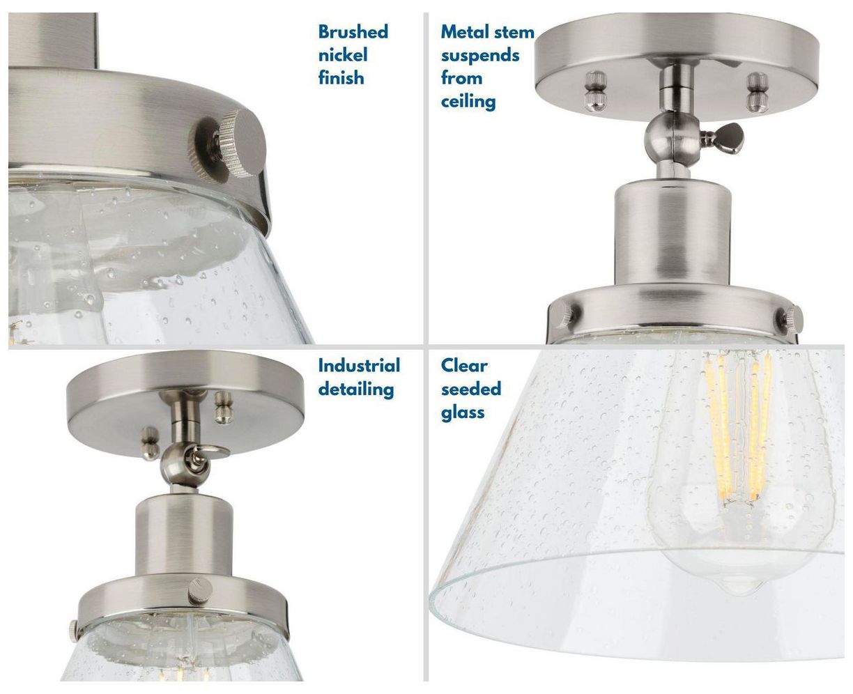 Hinton Collection One-Light Seeded Glass Ceiling Light