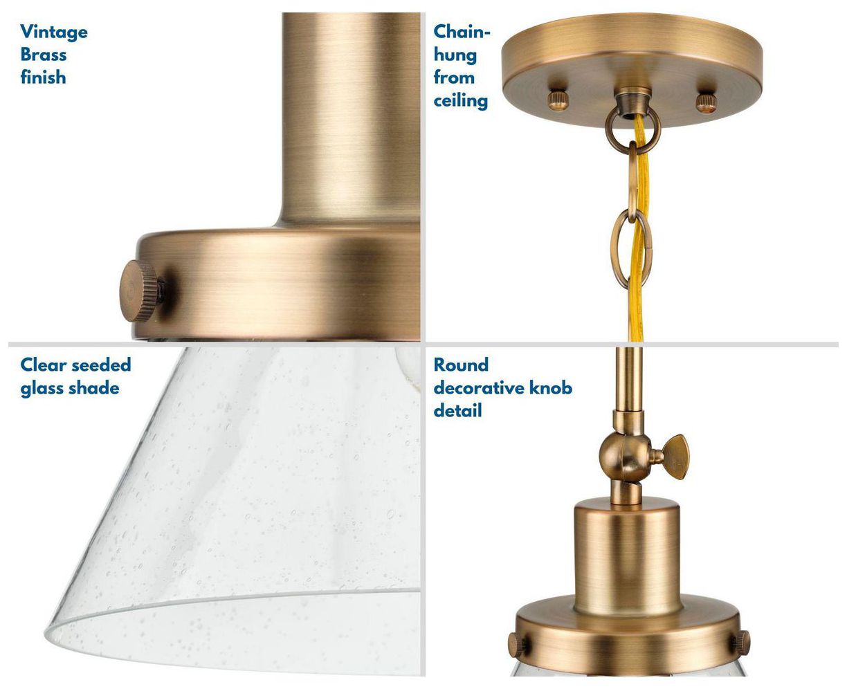 Thumbnail3 of Hinton Collection One-Light Seeded Glass Hanging Pendant Light more views