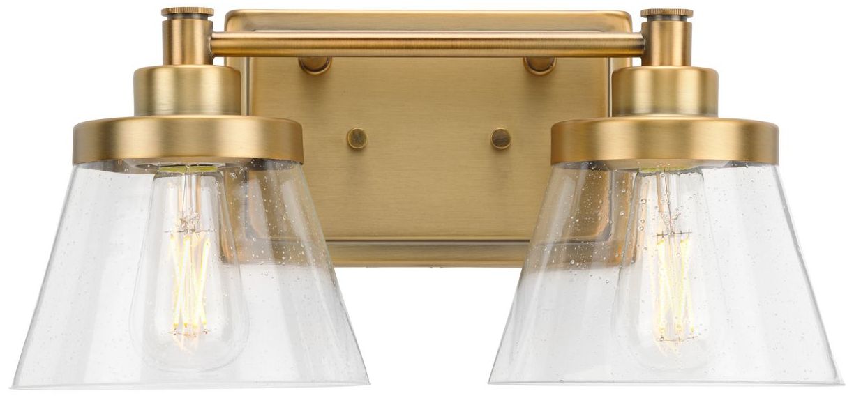 Image 3 Hinton Collection Two-Light Clear Seeded Glass Farmhouse Bath Vanity Light more views