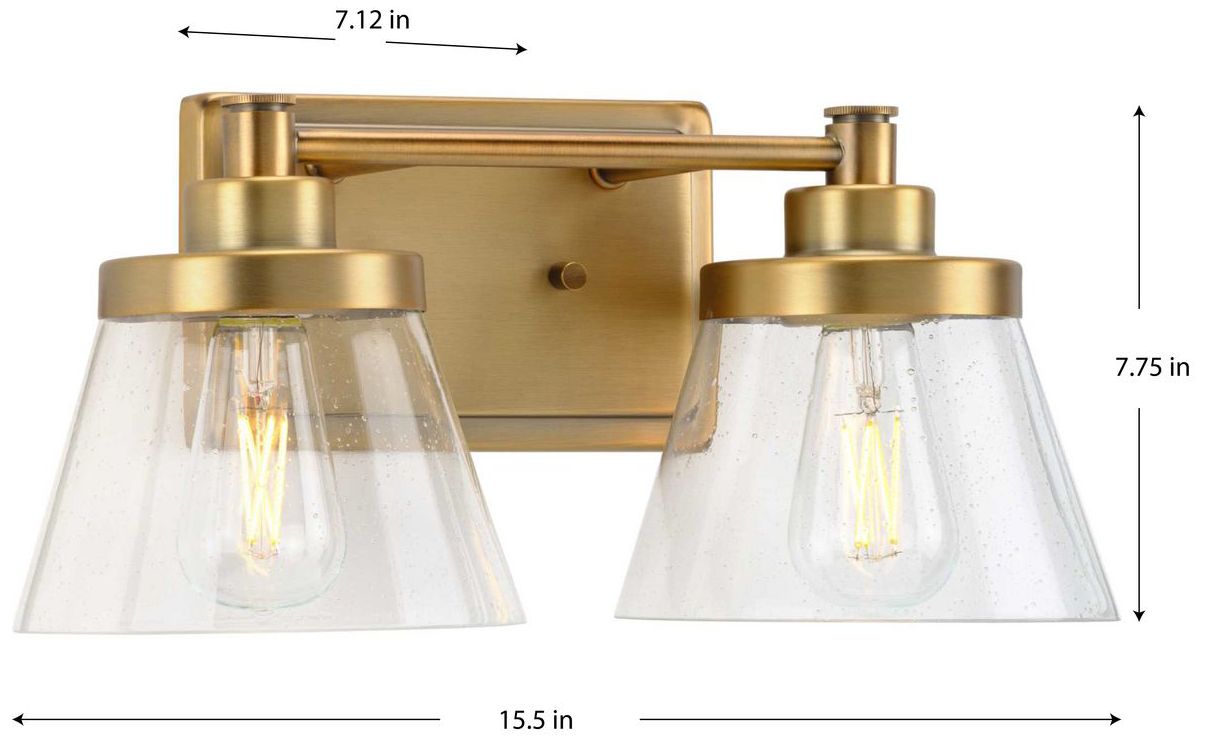 Image 4 Hinton Collection Two-Light Clear Seeded Glass Farmhouse Bath Vanity Light more views