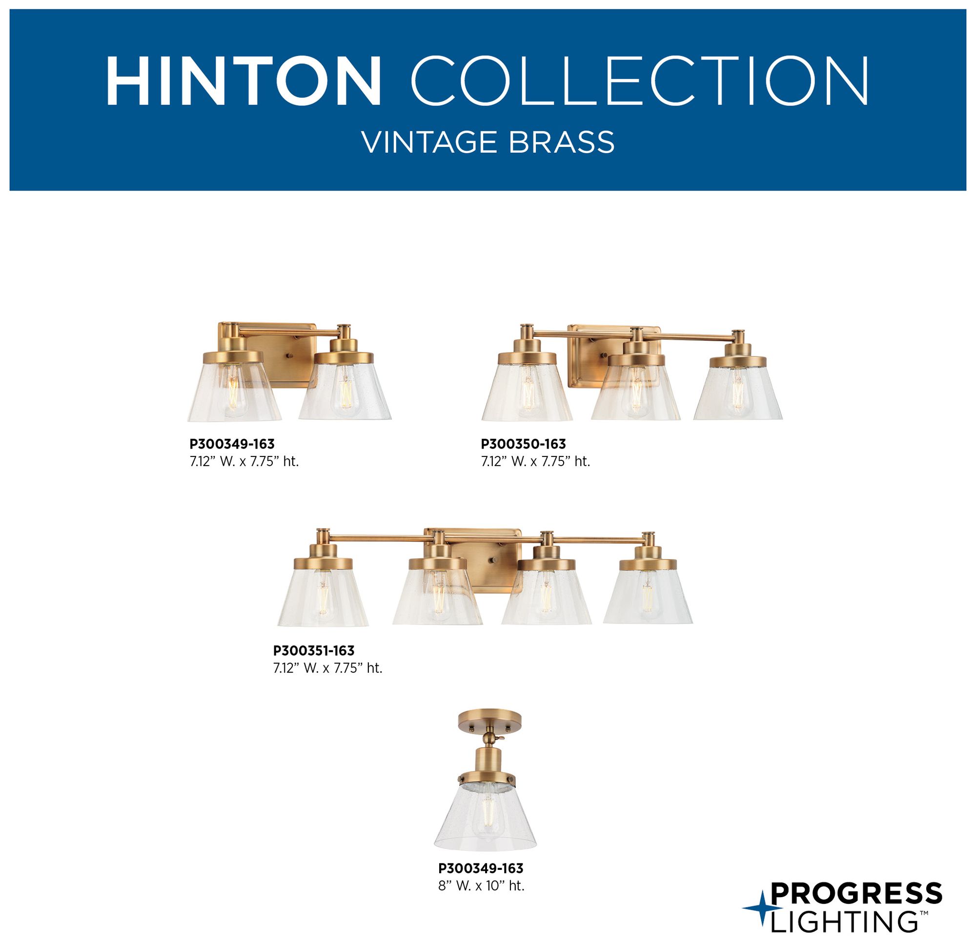Hinton Collection Two-Light Clear Seeded Glass Farmhouse Bath Vanity Light