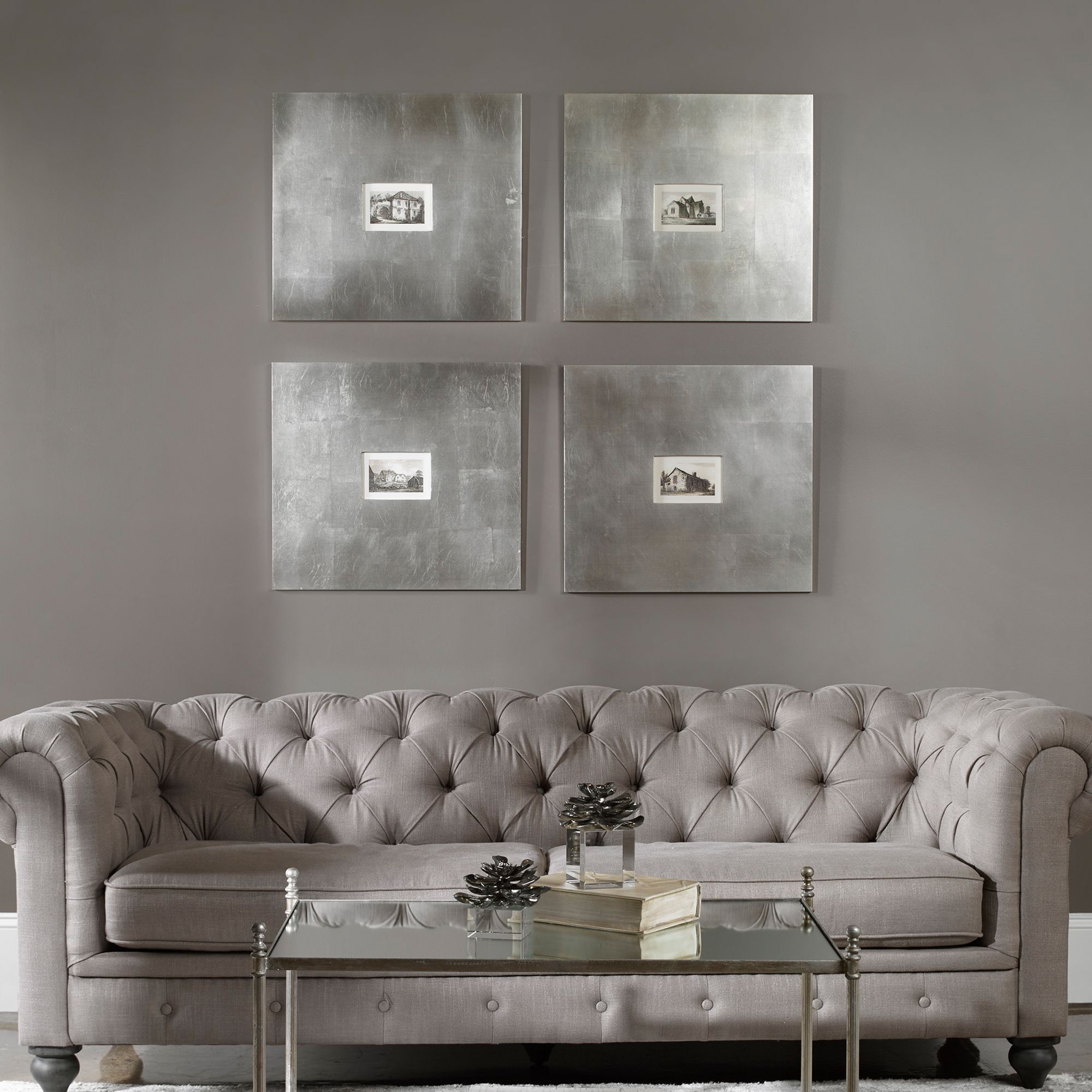 Historical Buildings 23 1/4" Square 4-Piece Wall Art Set in scene