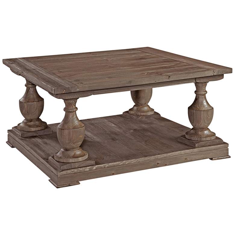 Image 1 Hitchcock 34 inch Wide Smoked Barnwood Square Cocktail Table