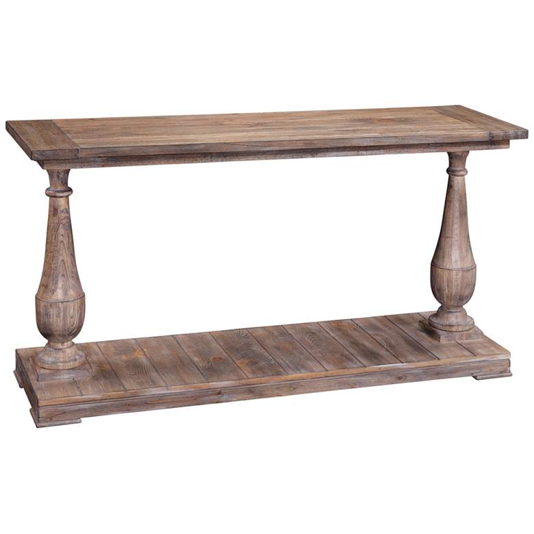 Image 1 Hitchcock 54 inch Wide Smoked Barnwood Pine Console Table