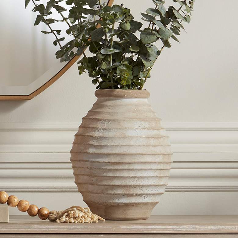 Image 1 Hive 9 3/4" High Antique White Decorative Vase