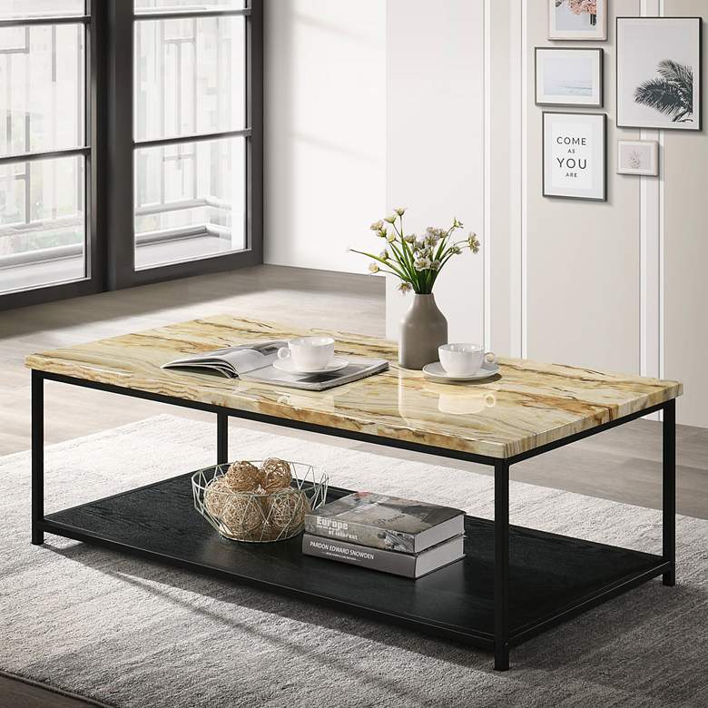 Image 1 Hiverna 47 1/4" Wide Yellow and Black 1-Shelf Coffee Table