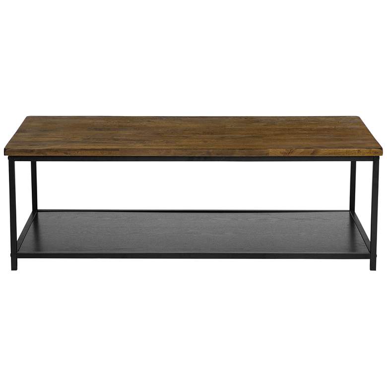 Image 2 Hiverna 47 1/4 inchW Rustic Oak and Black 1-Shelf Coffee Table