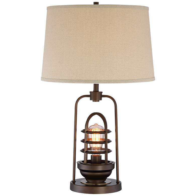 Hobie Bronze Nightlight Cage Table Lamp with Table Top Dimmer more views