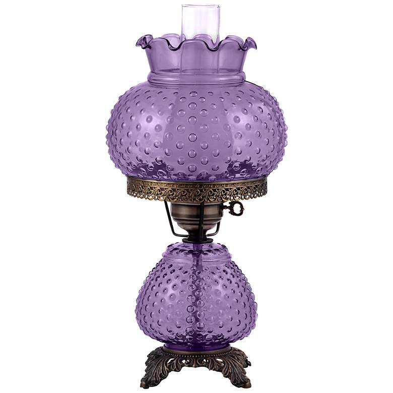 Image 1 Hobnail 19 inch high Hand-Blown Purple Glass Accent Table Lamp