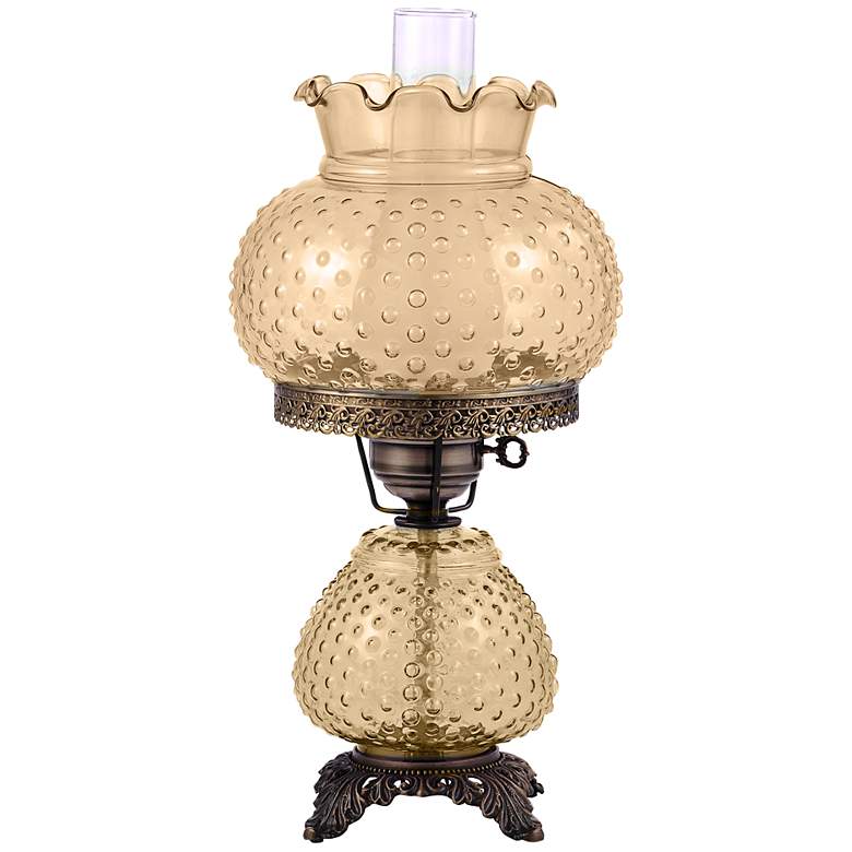 Image 1 Hobnail 19 inchH Hand-Blown Yellow Glass Accent Table Lamp