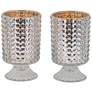 Hobnail 7" Clear and Rose Gold Glass Hurricane Candle Holder - Set of 