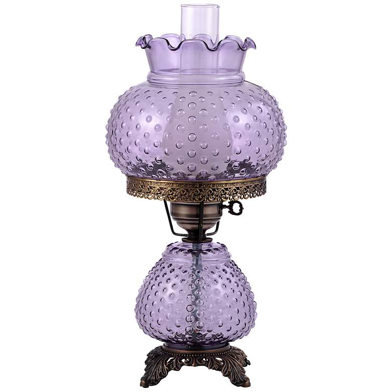 Image 1 Hobnail Hand-Blown Violet Glass Table Lamp