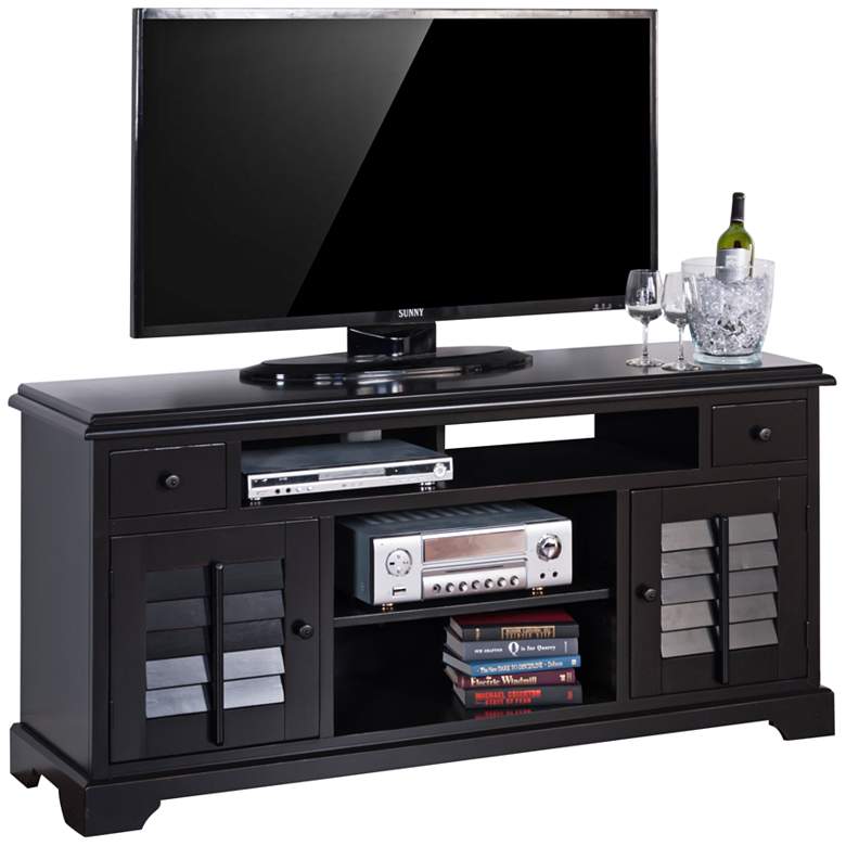 Image 1 Hoboken 64" Wide 2-Door Black Wood TV Console