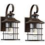 2_Hogan 14" High Bronze Motion Sensor Outdoor Wall Light Set of 2
