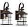 Hogan 14" High Bronze Motion Sensor Outdoor Wall Light Set of 2