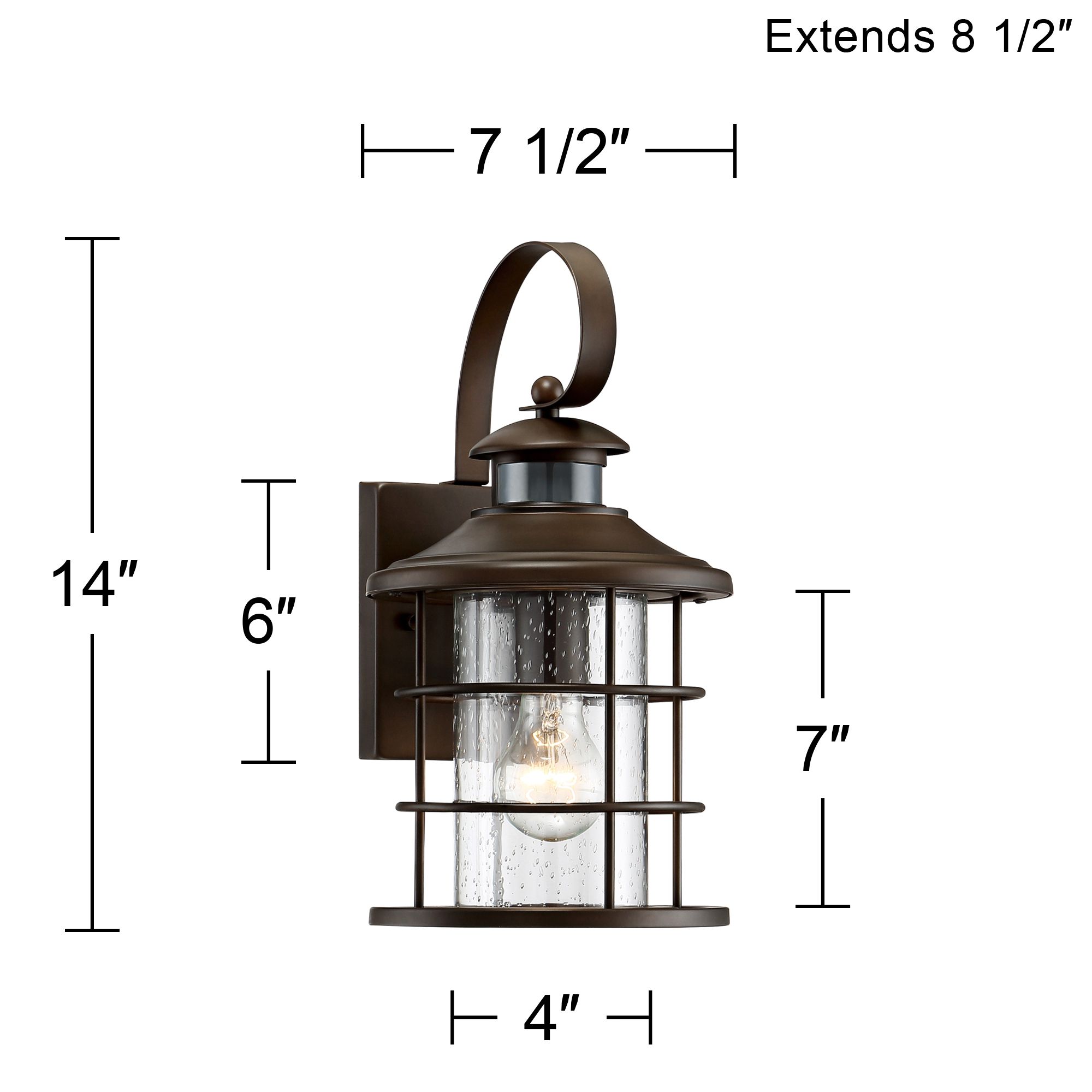 Hogan 14" High Bronze Motion Sensor Outdoor Wall Light Set of 2