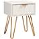 Holbrook 16 1/2"W White Wood Gold Metal 1-Drawer End Table