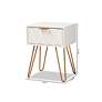 Holbrook 16 1/2"W White Wood Gold Metal 1-Drawer End Table