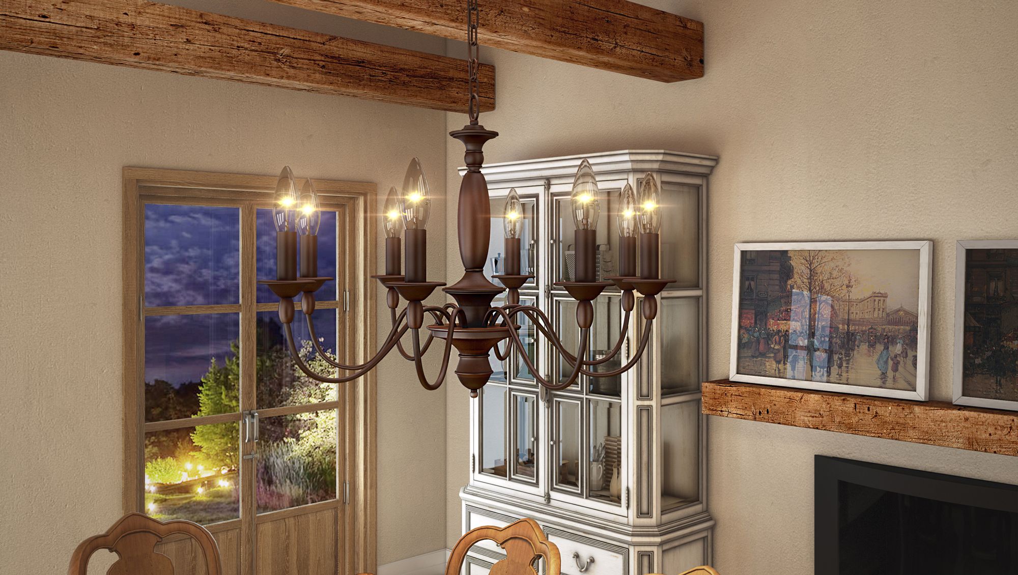 Thumbnail4 of Holbrook 8-Lt Tuscan Brown Chandelier more views