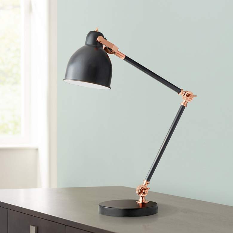 Image 1 Holbrook Black and Copper Adjustable Desk Lamp