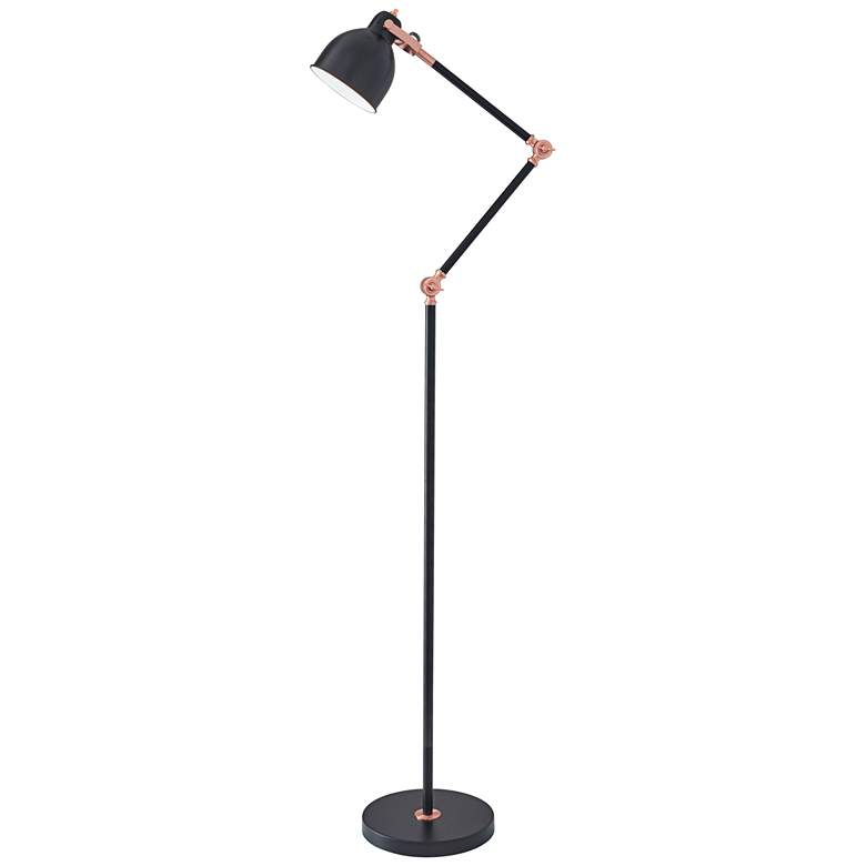 Image 1 Holbrook Black and Copper Adjustable Floor Lamp