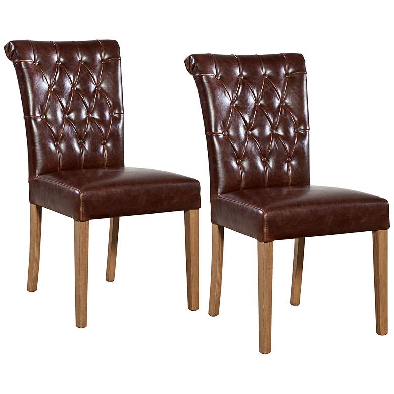 Image 1 Holbrook Tufted Leather Dining Chair Set of 2