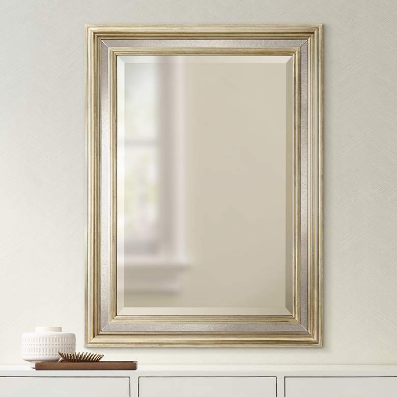 Image 1 Holcomb Antique Silver 30 inch x 40 inch Rectangular Wall Mirror