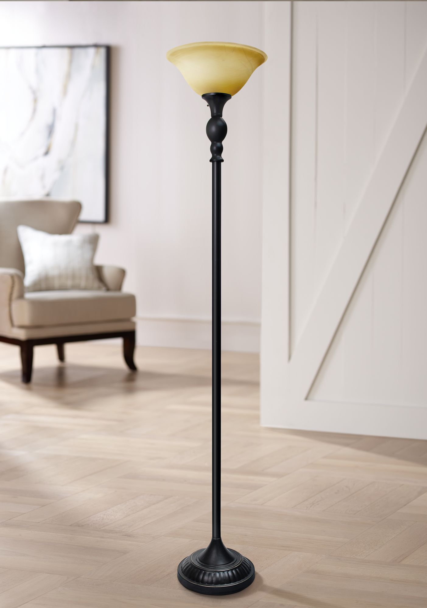 Torchiere floor store lamp bronze