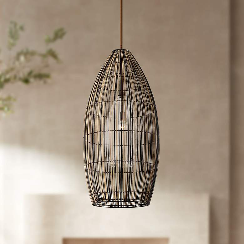 Image 1 Holden 21 1/2 inch Wide Bronze Woven Dome Pendant Light