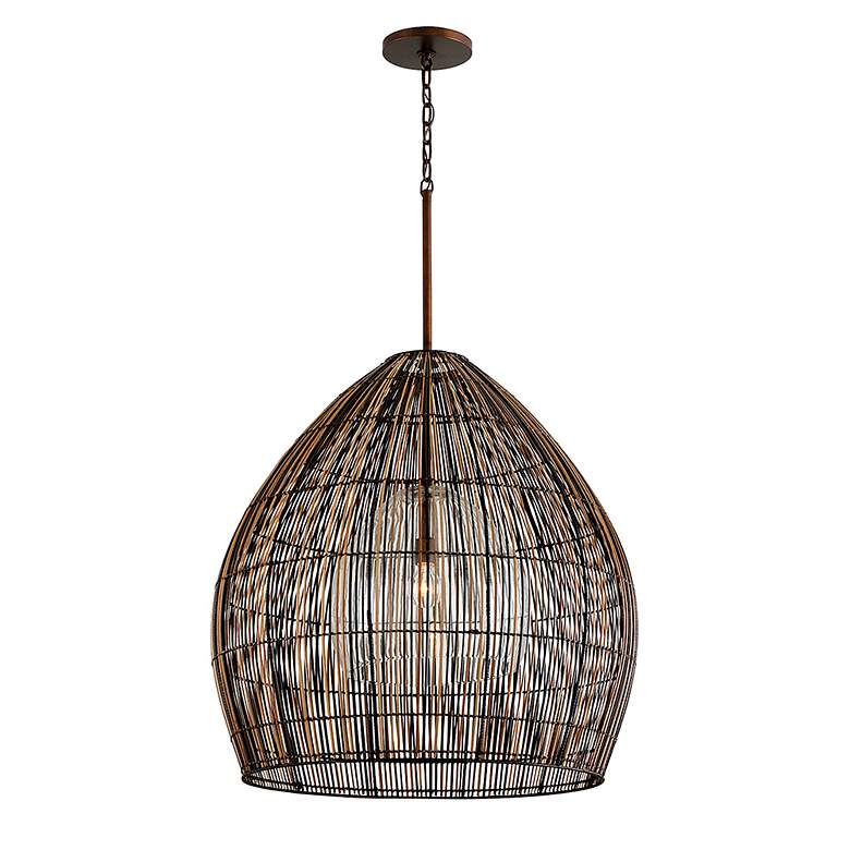 Image 5 Holden 35" Wide Bronze Woven Dome Pendant Light more views