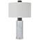 Holder White Marble and Black Nickel Cylinder Table Lamp