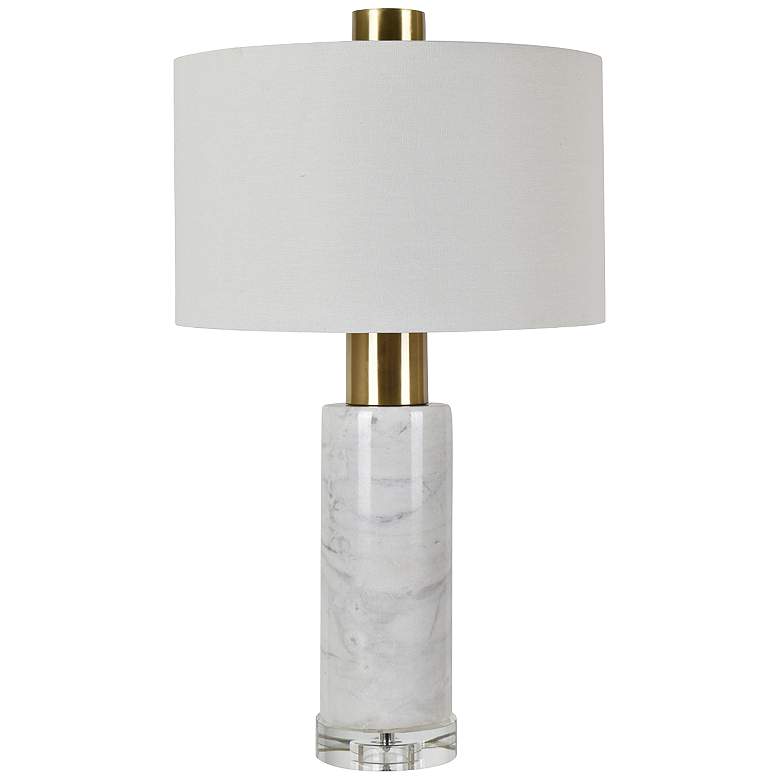 Image 1 Holder White Marble and Soft Brass Cylinder Table Lamp
