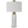 Holder White Marble and Soft Brass Cylinder Table Lamp